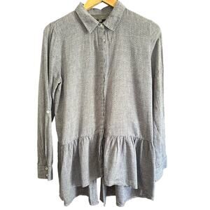 SUNDAY IN BROOKLYN | Gray polka Dot Relaxed Peplum Top | Size Extra Small